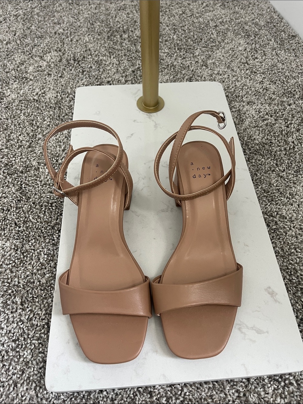 a new day Nude/Tan Ankle-Strap Block Heel Sandals